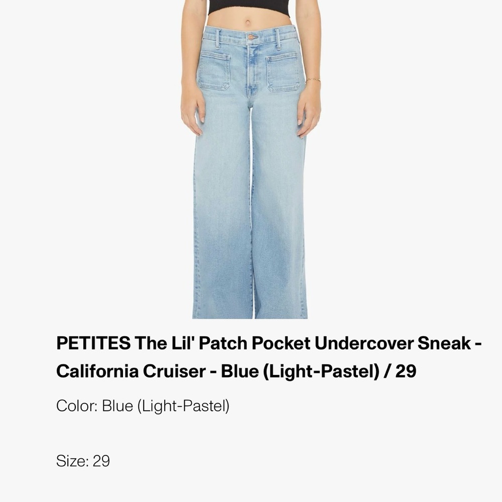 MOTHER Lil' Patch Pocket Undercover Sneak Jeans Size 29 (Petite) NWOT